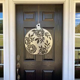 Floral Pumpkin Fall Decor Metal Sign Cut Metal Sign Metal House Sign Decorations