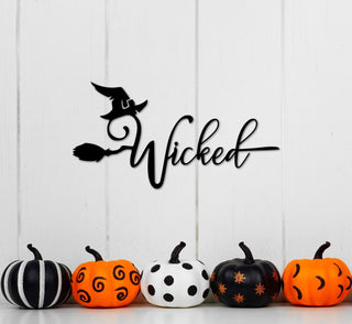 Metal Wicked Witch Sign Halloween Sign Witch Decor Wicked Wall Word Halloween Decor Witch Hat And Broom Metal Art Decorations