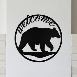 Bear Welcome Sign Cut Metal Sign Decorations