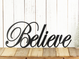 Believe Metal Sign Christmas Decor Metal Wall Decor Sign Wall Hanging Outdoor Sign Inspirational Wall Art Decorations