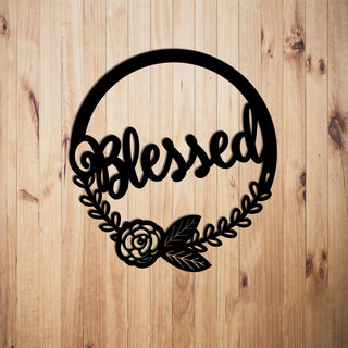 Blessed Wreath Door Wreath Flower Wreath Metal Sign Plasma Cut Steel Sign steel Art Powder Coated Handmade Decorations