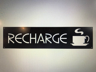 Metal Sign Recharge Coffee Mug Metal House Sign Decorations