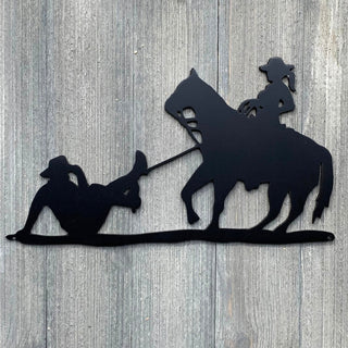 Roped Cowboy Metal Sign Cutout Cut Metal Sign Wall Metal Art Decorations