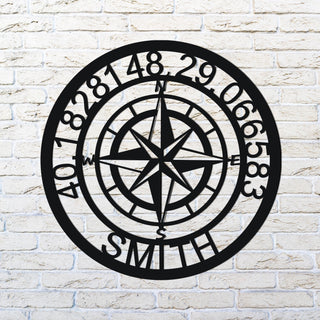 Personelized Nautical Compass With Gps Coordinates Decorations