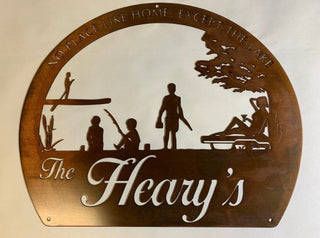 Metal Fishing Sign Fishing Family By The Lake Sign With Your Name Metal House Sign Decorations