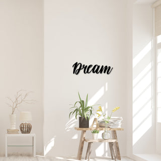 Dream Metal Word Art Motivational Wall Sign Office Decor Kids Room Decor Metal Cursive Dream Sign Script Word For The Wall Decorations