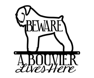 Bouvier Lives Here Metal Sign Black Natural Ears Bouvier Dog Sign Dog Breed Outdoor Sign Door Sign Decorations