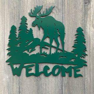 Welcome Moose Metal Sign Cutout Cut Metal Sign Wall Metal Art Decorations