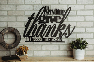 Give Thanks Metal Bible Verse Decor Cut Metal Sign Wall Metal Art Decorations