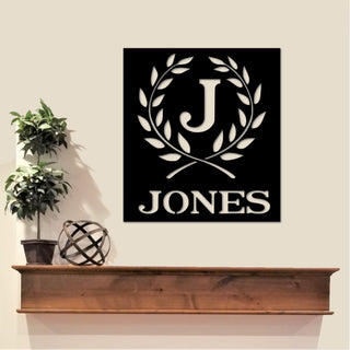 Family Name Sign Metal Wall Plaque Last Name Sign Gift Leafy Border Entryway Sign Christmas Gift Decorations