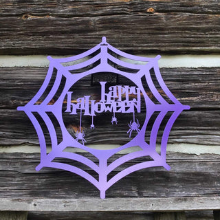 Spooky Happy Halloween Spiders Decor Cut Metal Sign Metal House Sign Decorations