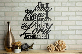 Jeremiah 29:11 For I Know The Plans I Have For You Metal Verse Wall Hang Decor Cut Metal Sign Wall Metal Art Decorations