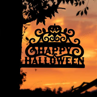 Happy Halloween Spooky Season Metal Art Garden Signs Cut Metal Sign Metal House Sign Decorations