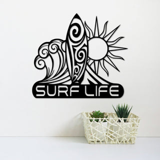 Surf Life Sign Ocean Decor Metal Surfing Sign Surf Art Surfboard Surfing Gift Beach House Decor Metal Surfboard Sign Decorations