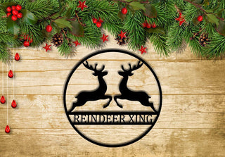 Reindeer Xing Reindeer Sign Christmas Sign Reindeer Decor Christmas Decor Antler Sign Xing Sign Metal Reindeer Crossing Winter Decor Decorations