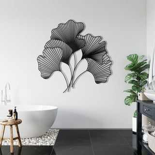 Metal Flower Decor Geometric Art Ginkgo Bilbao Leaf Flower Sign Metal Wall Decor Nature Decoration Wall Hangings Decorations