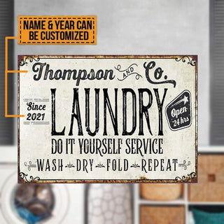 Laundry Open 24 Hours Custom Classic Metal Sign Wall Metal Sign Decorations