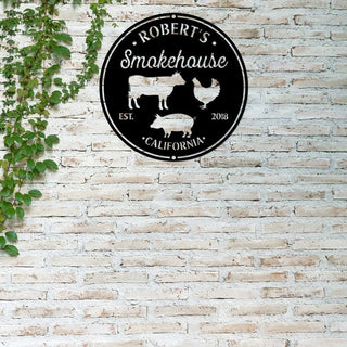 Bbq Smoke House Metal Sign Grill Sign Pig Chicken Cow Sign Backyard Smokehouse And Grill Bar Sign Father's Day Gift Decorations