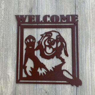 Golden Retriever Welcome Metal Sign Cutout Cut Metal Sign Wall Metal Art Decorations