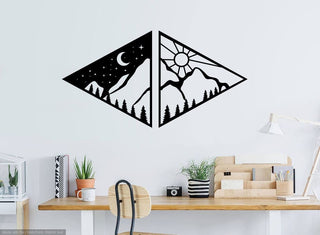 Sun Moon And Mountain Metal Sun And Moon Mountain Nature Metal Wall Decor Decorations