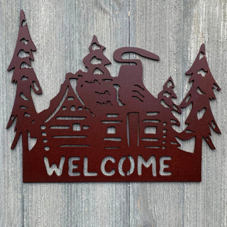 Welcome Cabin Metal Sign Cutout Cut Metal Sign Wall Metal Art Decorations