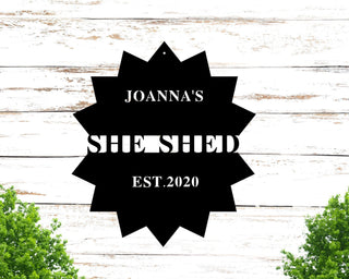 Sheshed Personalized Metal Sign She Shed Outdoor Sign Decor Decorations