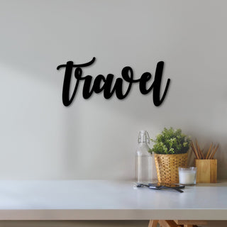 Metal Travel Sign Travel Gifts Metal Word Art Travel Quote Travel Gallery Wall World Traveler Gift Script Words For The Wall Decorations