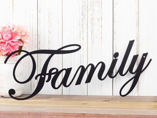 Family Sign Metal Sign Wall Hanging Family Script Metal Wall Decor Sign Housewarming Gift Decorations