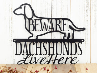 Dachshunds Live Here Metal Sign Black Weiner Dog Dachshund Door Sign Dachshund Gift Toy Dog Decorations