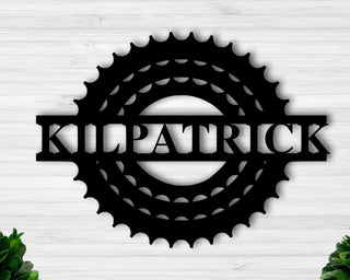 Bicycle Chain Name Bike Chain Garage Sign Personalized Name Steel Art Powder Coated Handmade Decorations