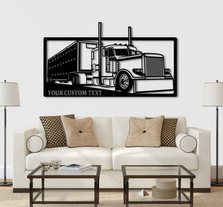 Metal Semi Truck And Trailer Semi Truck Metal Wall Decoration Personalized Company Name Extra Metal Wall Abstract Cattle Trailer Decorations