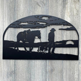 Cowboy Scene Metal Sign Cutout Cut Metal Sign Wall Metal Art Decorations