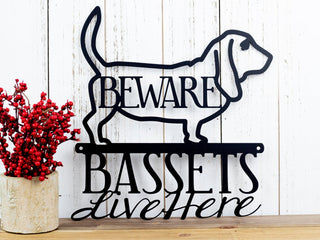 Basset Hound Beware Metal Sign Outdoor Sign Basset Hound Metal Wall Decor Wall Hanging Decorations