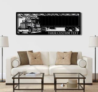 Trucking Sign Semi Truck And Trailer Picture Semi Truck Metal Wall Decoration Personalized Company Name Extra Metal Wall Abstract Decorations