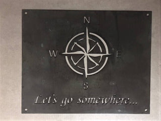 Metal Compass Sign Lets Go Somewhere Metal House Sign Decorations