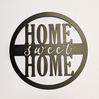 Home Sweet Home Round Metal Sign Script Sweet Metal Art Wall Decor Steel Wall Hanging Decorations