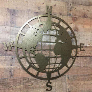 World Map Globe Compass Wall Decor Cut Metal Sign Metal House Sign Decorations