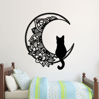 Black Cat On The Moon Mandala Cat Signs Black Cat Metal Signs House Decor Gift For Cat Lover Wall Hanger Decorations