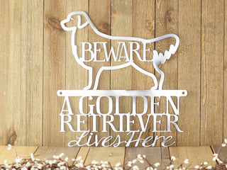 Metal Laser Cut Sign Golden Retriever Gifts Beware Of Dog Sign Decorations