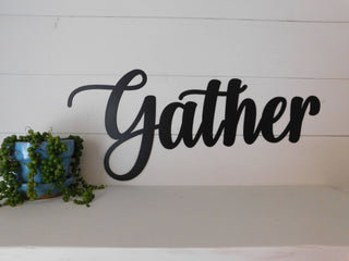 Gather Sign Metal Gather Sign Rustic Word Art Sign Housewarming Gift Idea Gallery Wall Sign Decorations