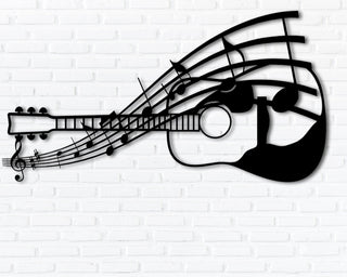 Classical Guitar With Inspired Word Art Solid Steel Decorative Accent Metal Art Sign Metal Acoustic Guitar Custom Metal Sign Decorations