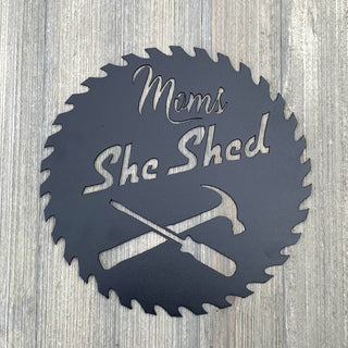 Mom's She Shed Metal Sign Cutout Cut Metal Sign Wall Metal Art Decorations