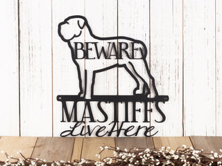 Bull Mastiffs Live Here Metal Sign Black Bull Mastiff Mastiff Outdoor Sign Dog Sign Decorations