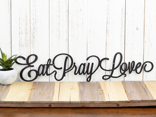 Eat Pray Love Metal Sign Kitchen Decor Family Sign Wall Hanging Metal Wall Decor Sign Wall Art Decorations