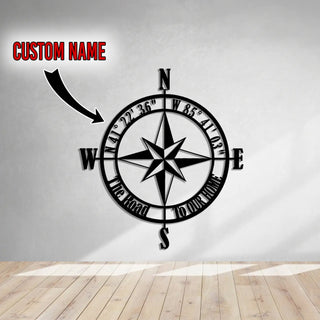 Nautical Compass Rose Compass Rose Personalized Coordinates Sign Custom Metal Wall Sign Wall Decor Housewarming Gift Decorations