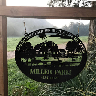 Personalized Metal Farm Sign Barn Cow Horse Pig Chicken Monogram, Metal Laser Cut Metal Signs Custom Gift Ideas