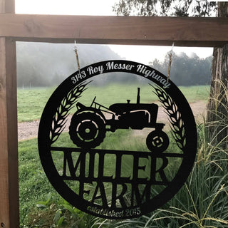 Personalized Metal Farm Sign Barn Tractor Monogram Custom Outdoor Farmhouse Entry Road Front Gate Wall Decor Gift Decorations