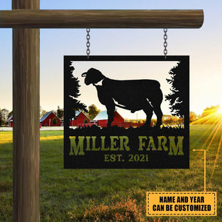 Personalized Metal Farm Sign Goat Custom Outdoor Farmhouse Front Gate Ranch Stable Wall Decor Art Gift Decorations