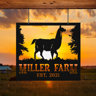 Personalized Metal Farm Sign Llama, Custom Outdoor Farmhouse, Ranch, Stable, Metal Laser Cut Metal Signs Custom Gift Ideas