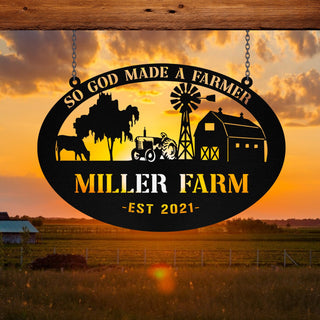 Metal Farm Sign Barn Tractor Monogram, Custom Farmhouse, Wall Decor Gift, Metal Laser Cut Metal Signs Custom Gift Ideas